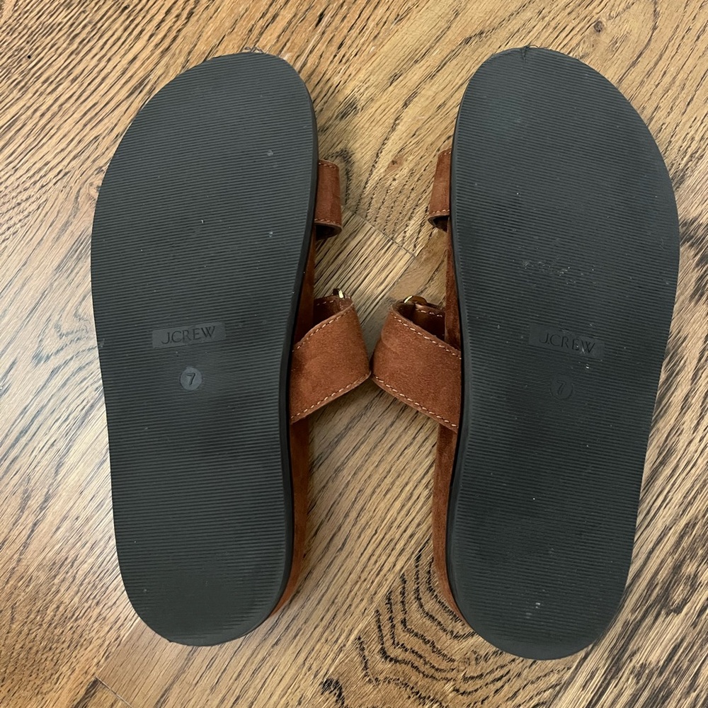 J. Crew Brown Suede Slide Sandal Colbie Wide Strap Size 7 - Picture 3 of 3